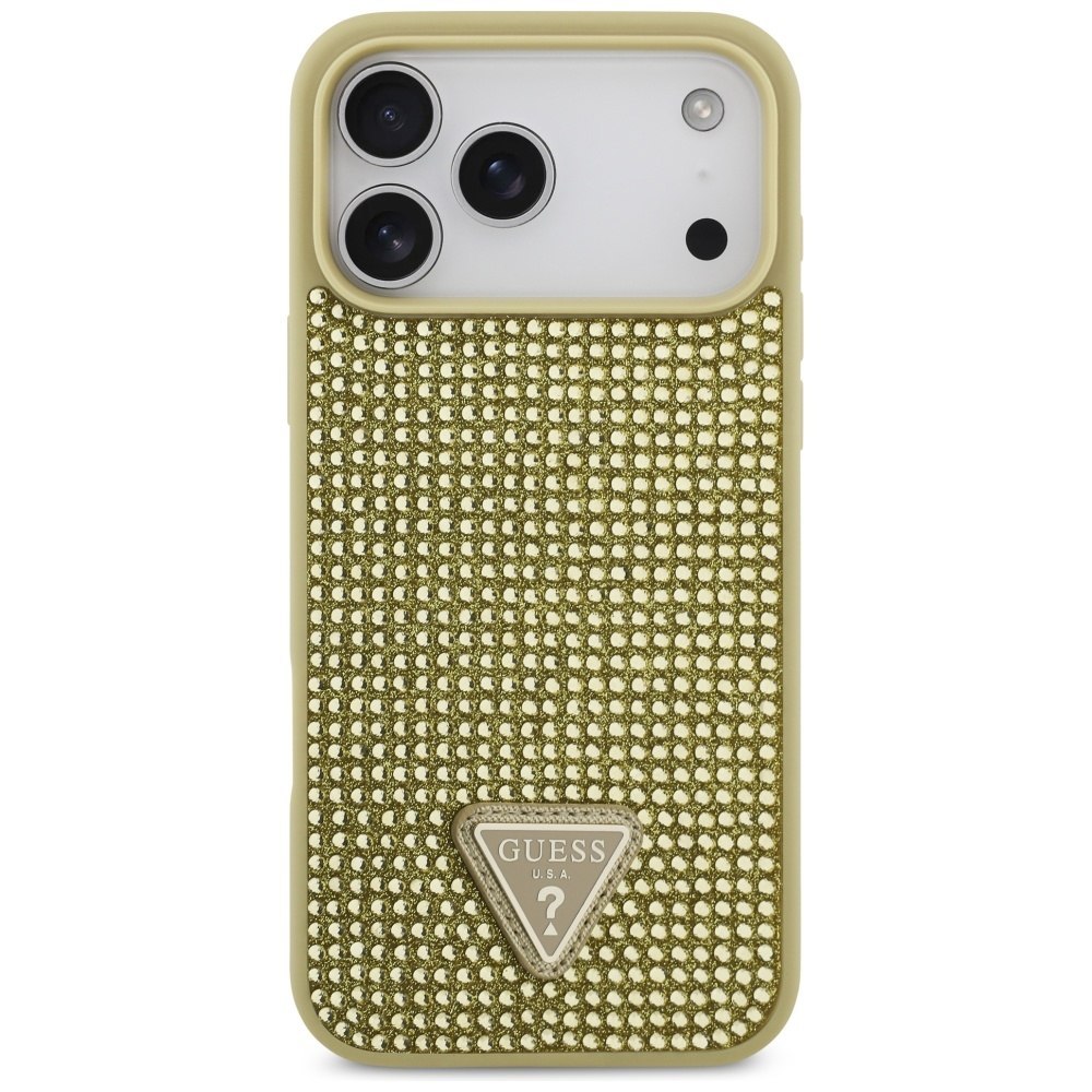 Etui Guess Rhinestone Triangle Logo do iPhone 17 Pro Max złoty